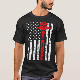 Patriotic American USA flagga Registered Nurse 4th T Shirt