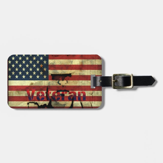 Patriotic American Veteran Luggage Tags Bagagebricka (Horisontell Framsida)