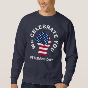 Patriotic American WE CELEBRATE DIG Veterans Day Lång Ärmad Tröja