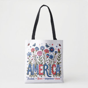 Patriotic American Wildblommows Fjärde juli USA Tygkasse