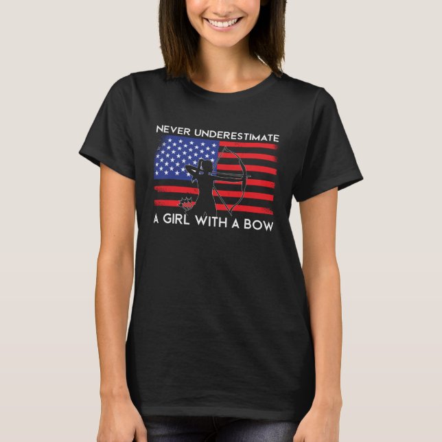 Patriotic American Woman Archer T Shirt (Framsida)