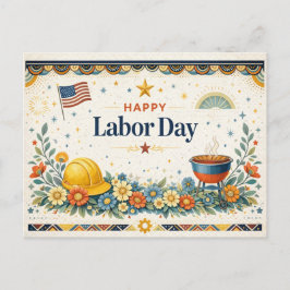 Patriotic Americana Happy Labor Day Helg Vykort