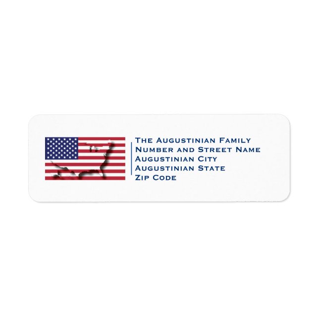 Patriotic | Amerikanska Flagga | USA | Anpassnings Returadress Etikett (Framsidan)