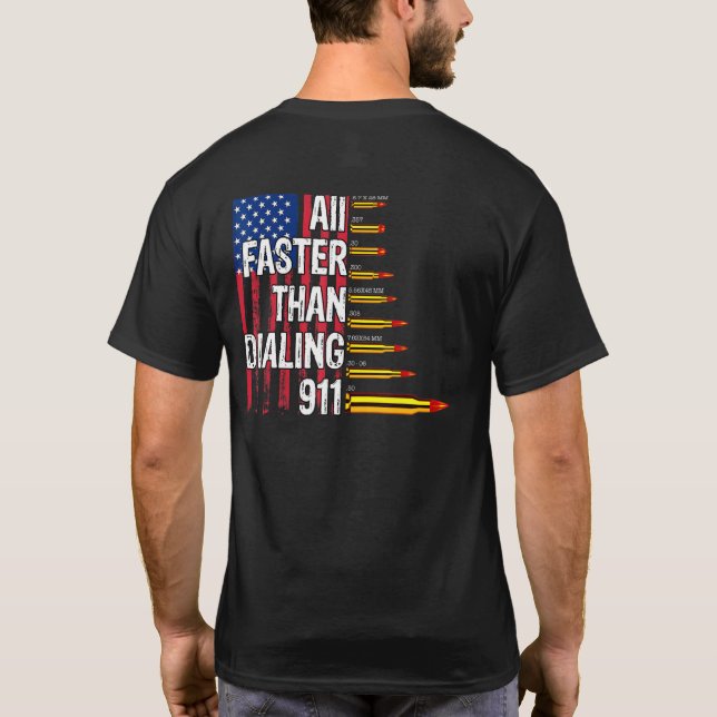 Patriotic Ammo Gun Owner USA flagga snabbare än Di T Shirt (Baksida)
