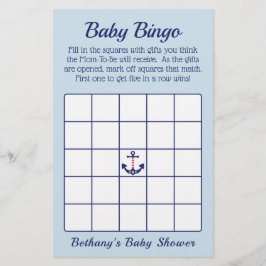 Patriotic Anchor Boy Shower Bingo Game Flygblad