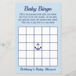 Patriotic Anchor Boy Shower Bingo Game Flygblad