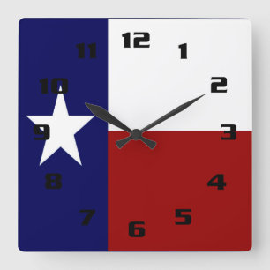 Patriotic and Vibrant Texas Flagga Fyrkantig Klocka
