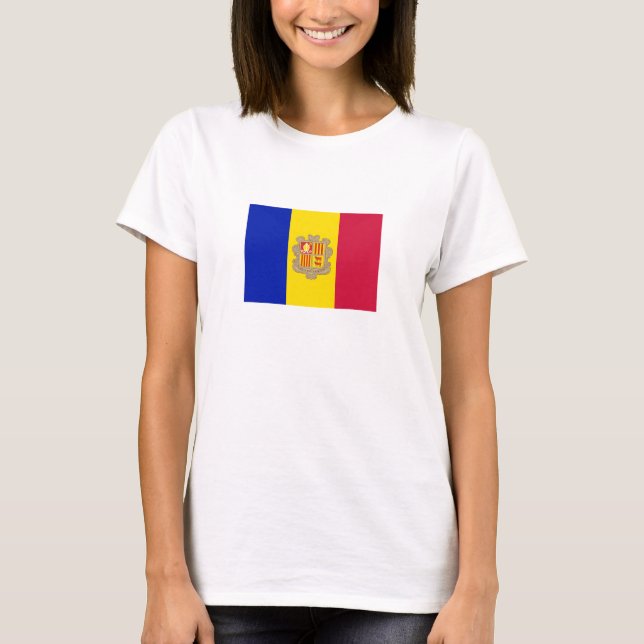 Patriotic Andorra Flagga T Shirt (Framsida)