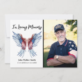 Patriotic Angel Vingar Photo Military Funeral Tack Kort