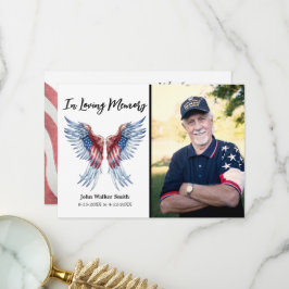 Patriotic Angel Vingar Photo Military Funeral Tack Kort