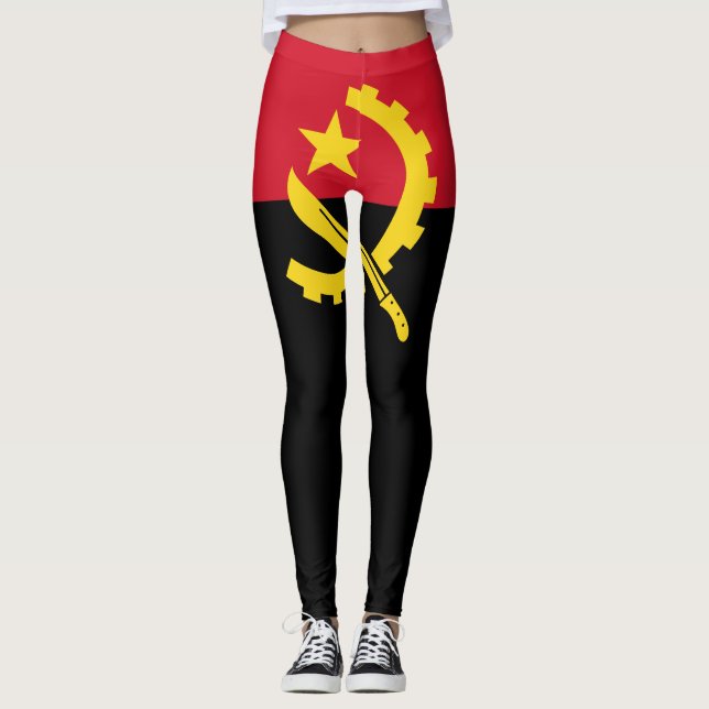 Patriotic Angolan Flagga Leggings (Framsida)