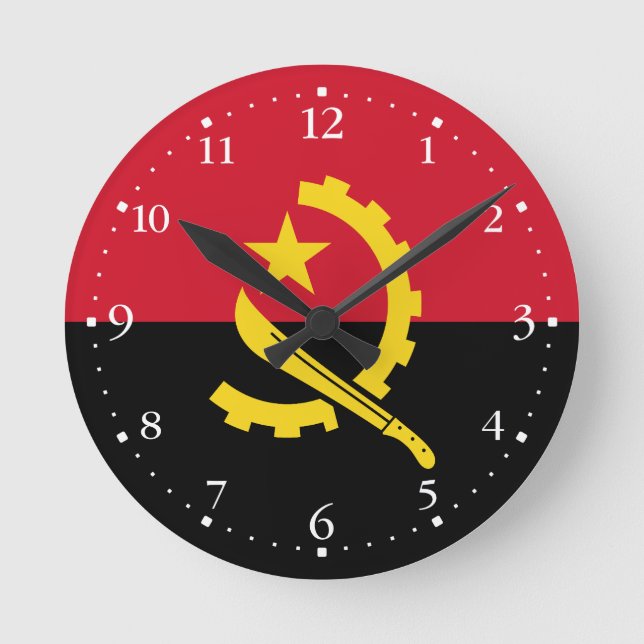 Patriotic Angolan Flagga Rund Klocka (Framsida)
