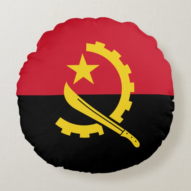 Patriotic Angolan Flagga Rund Kudde (Framsidan)