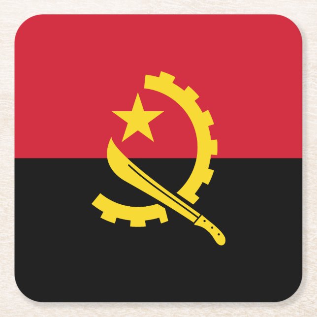 Patriotic Angolan Flagga Underlägg Papper Kvadrat (Framsidan)