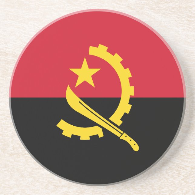 Patriotic Angolan Flagga Underlägg Sandsten (Framsidan)