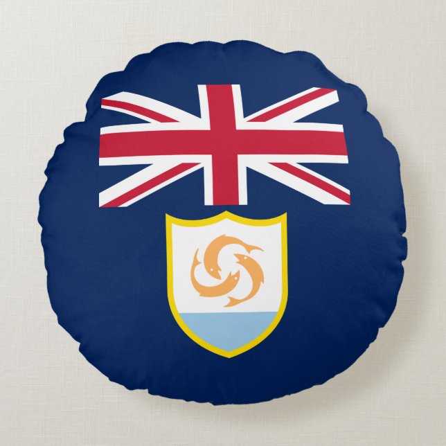 Patriotic Anguilla Flagga Round Pillow Rund Kudde (Framsidan)