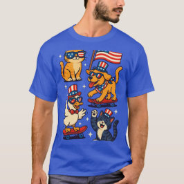 Patriotic Animals 'Merica - Funny 4th of July Pet T Shirt