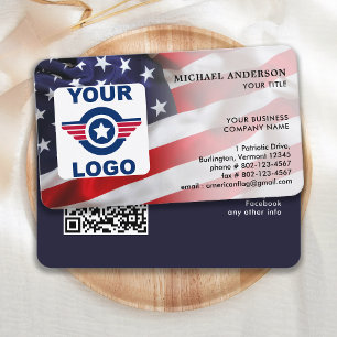 Patriotic Anpassningsbar Logotyp QR Code American Visitkort