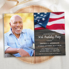 Patriotic Anpassningsbar Photo USA American Flagga Inbjudningar