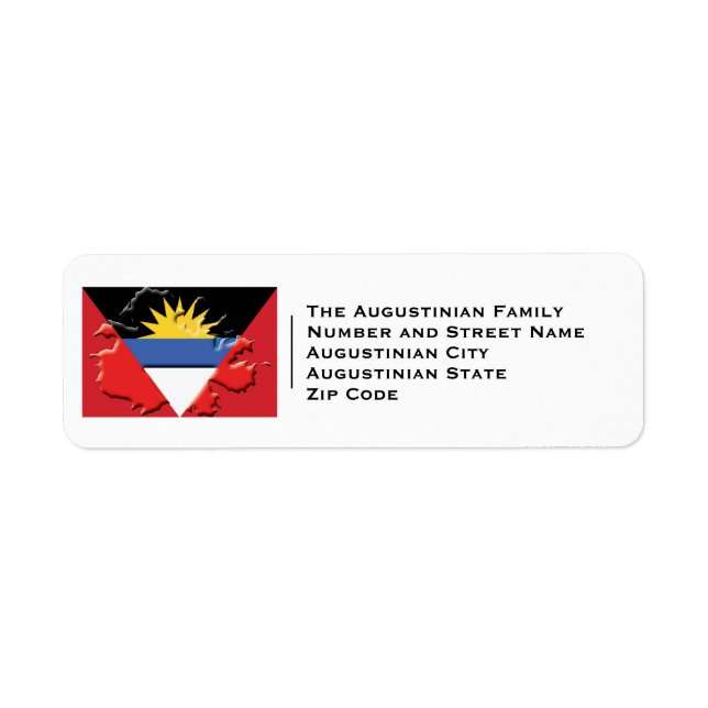 Patriotic | ANTIGUA BARBUDA FLAGGA Returadress Etikett (Framsidan)