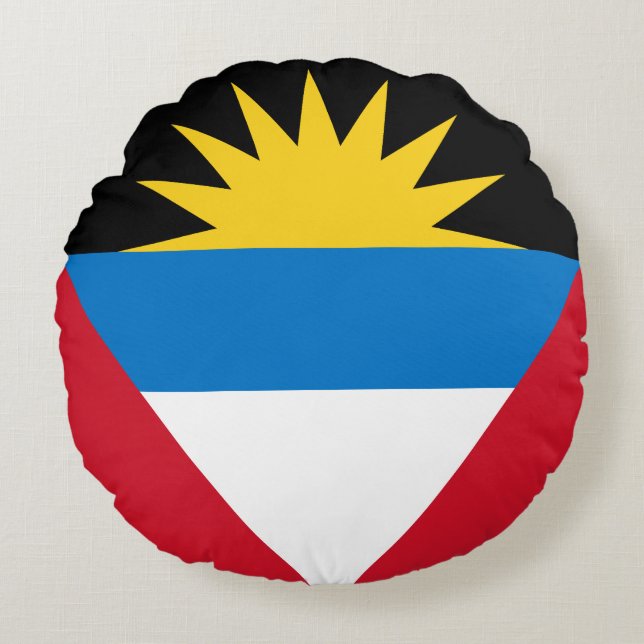 Patriotic Antigua och Barbuda Flagga Rund Kudde (Framsidan)