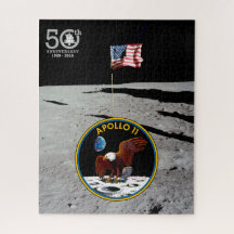 Patriotic Apollo 11 Måne Uppdrag plåster och flagg