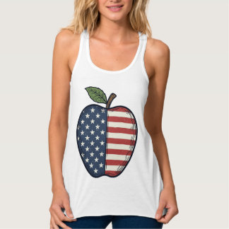 Patriotic Apple Vintage Engraving Vector Design_1 Linne Med Racerback