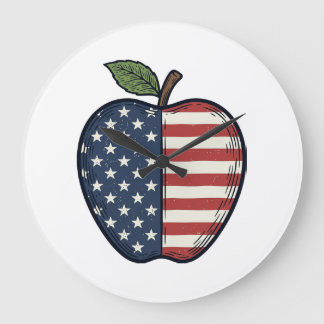 Patriotic Apple Vintage Engraving Vector Design_1 Stor Klocka