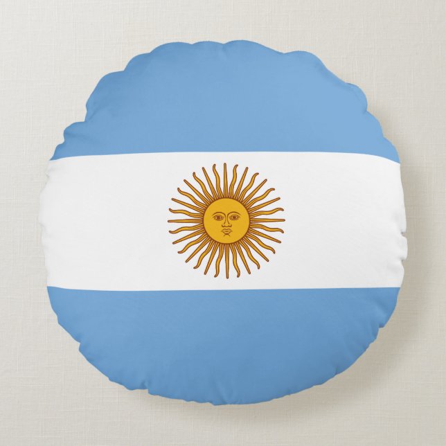 Patriotic Argentinas Flagga Rund Kudde (Framsidan)