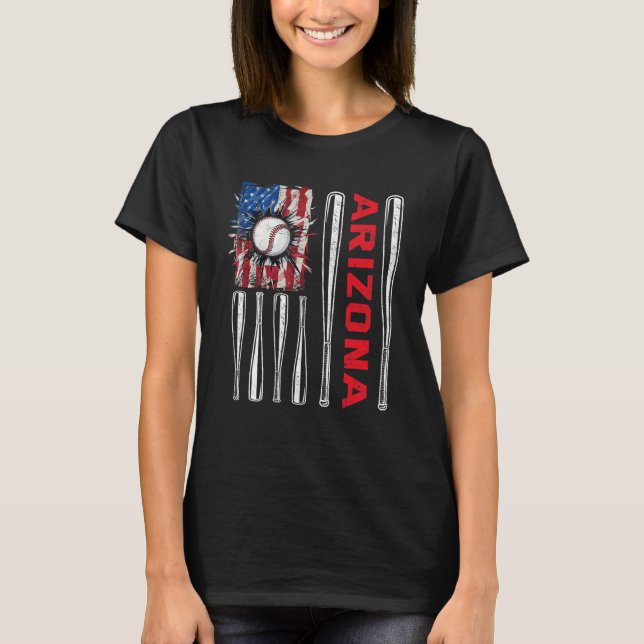 Patriotic Arizona Softball US American Flag Baseba T Shirt (Framsida)