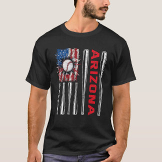 Patriotic Arizona Softball US American Flagga Base T Shirt