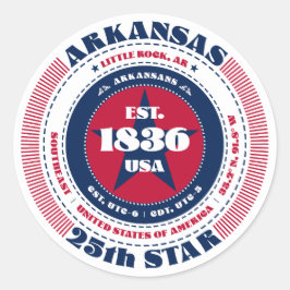 Patriotic Arkansas Circle Design Sticker Runt Klistermärke