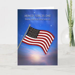 Patriotic, Armed Forces Day, USA flagga i Twilight Kort