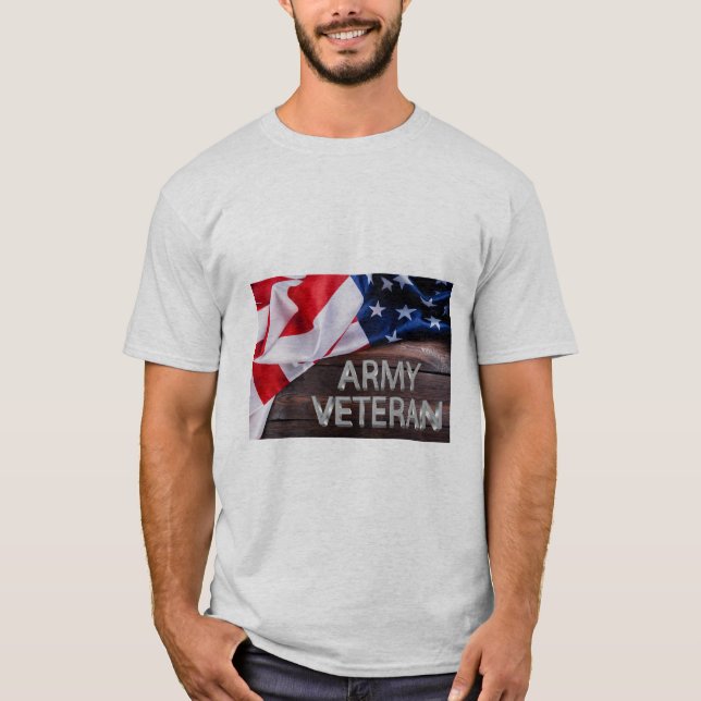 Patriotic ’Army Veteran’ T Shirt (Framsida)