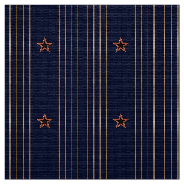 Patriotic Art Deco - Guld Rand Red Star på flottan Tyg (Provkarta)