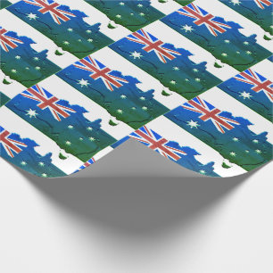 Patriotic AUSTRALIA FLAGGA Australian Karta Blue G Presentpapper