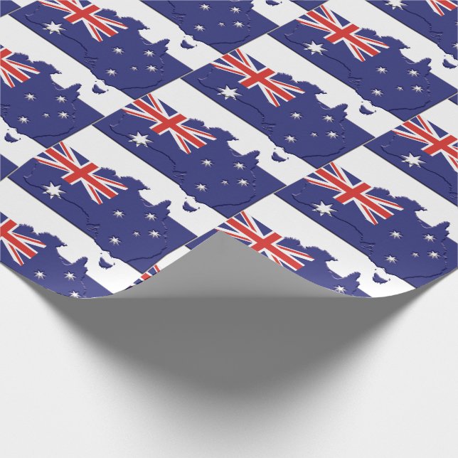 Patriotic AUSTRALIA FLAGGA Australian Karta Outlin Presentpapper (Hörn)