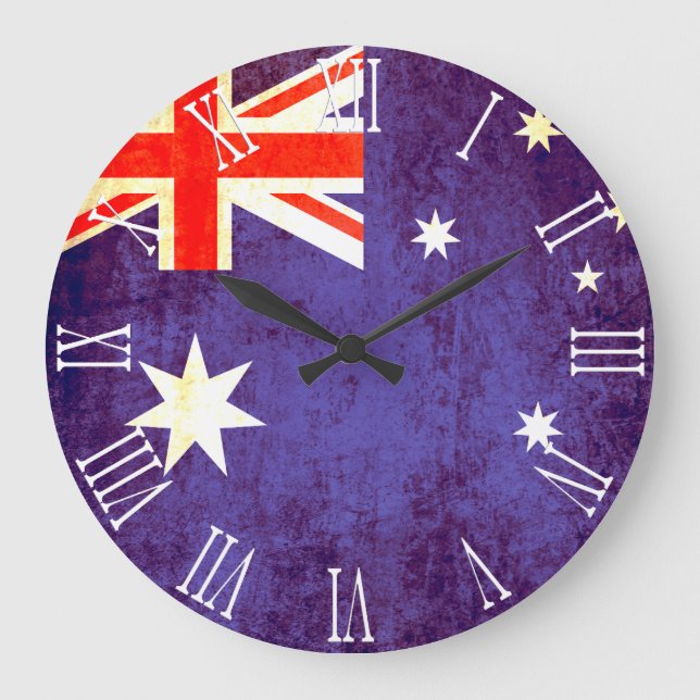Patriotic Australian flagga roman numer wall klock Stor Klocka (Framsida)