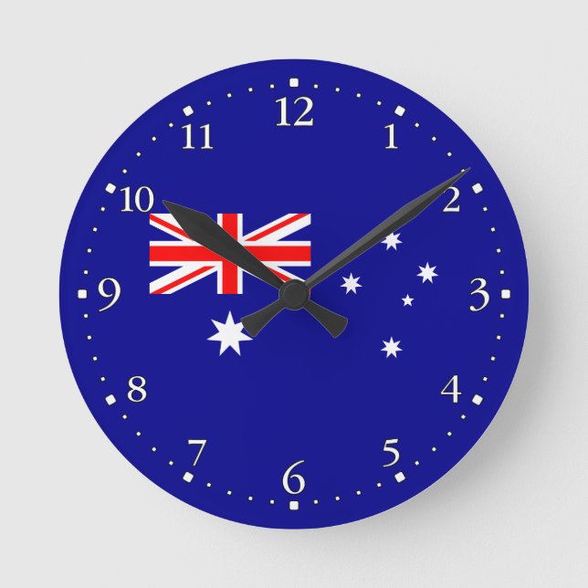 Patriotic Australian Flagga Round Clock Rund Klocka (Framsida)