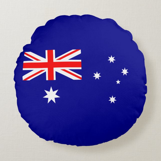 Patriotic Australian Flagga Rund Kudde (Framsidan)