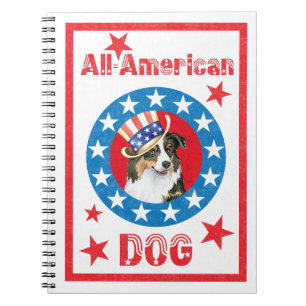 Patriotic Australian shepherd Anteckningsbok Med Spiral