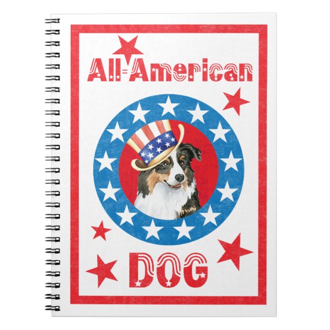 Patriotic Australian shepherd Anteckningsbok Med Spiral (Framsidan)