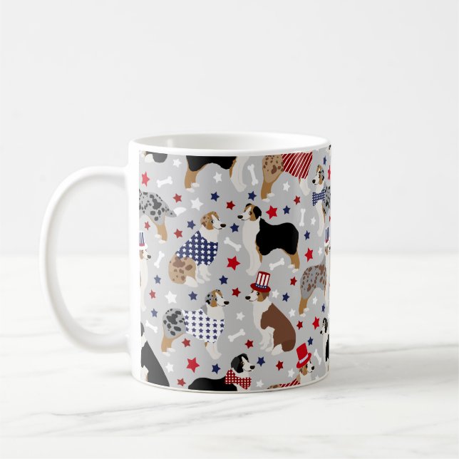 Patriotic Australian shepherd / Aussie Hund Kaffemugg (Vänster)