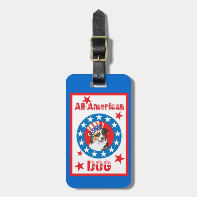 Patriotic Australian shepherd Bagagebricka (Vertikal Framsida)