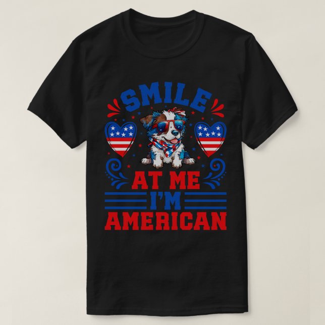Patriotic Australian shepherd Hund 1 T Shirt (Design framsida)