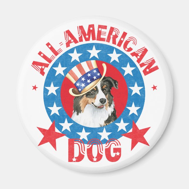 Patriotic Australian shepherd Magnet (Framsidan)