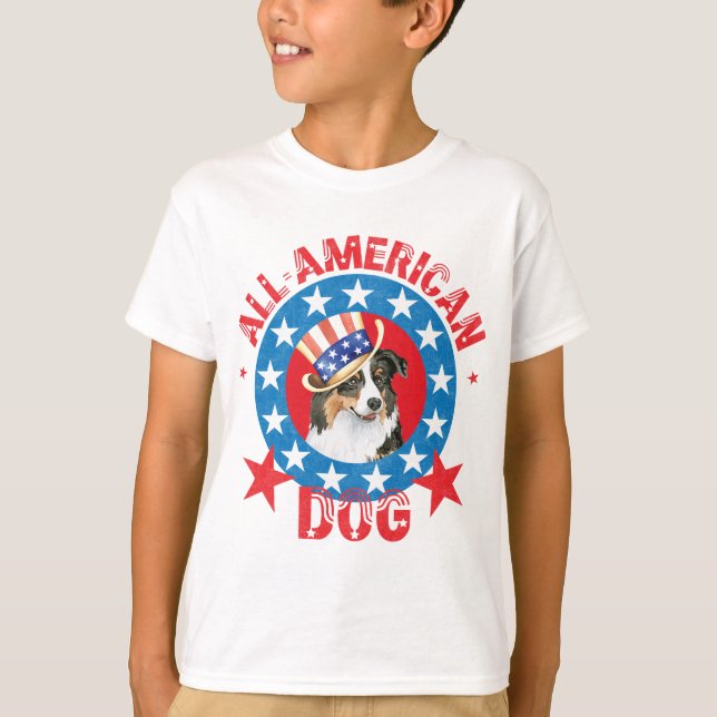 Patriotic Australian shepherd T Shirt (Framsida)