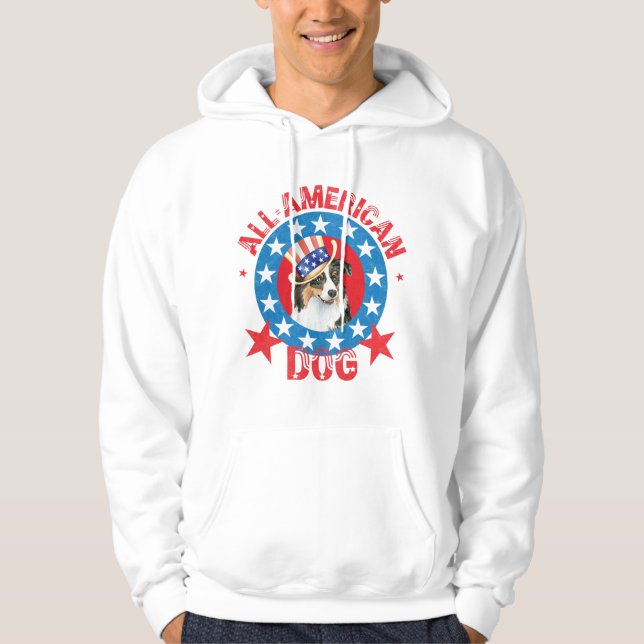 Patriotic Australian shepherd Tröja Med Luva (Framsida)