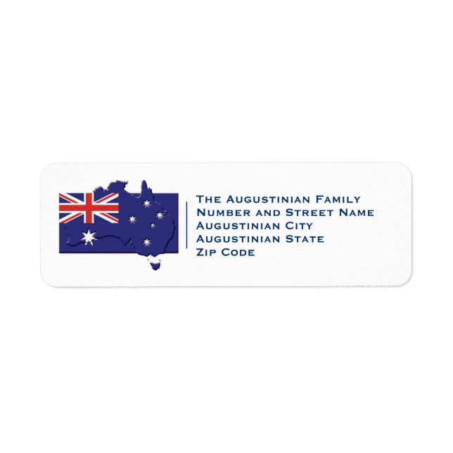 Patriotic | Australiska Flagga | AUSTRALIEN | Avka Returadress Etikett (Framsidan)