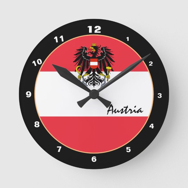 Patriotic Austria Flagga & Austria Home / design Rund Klocka (Framsida)